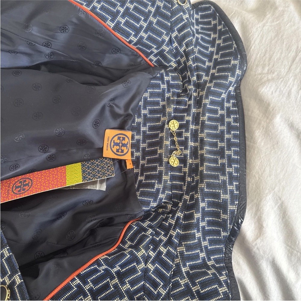 Tory Burch Navy Patterned Trench Coat NWT - Picture 9 of 12